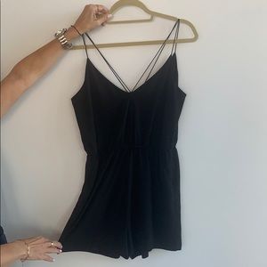 Black romper with v straps